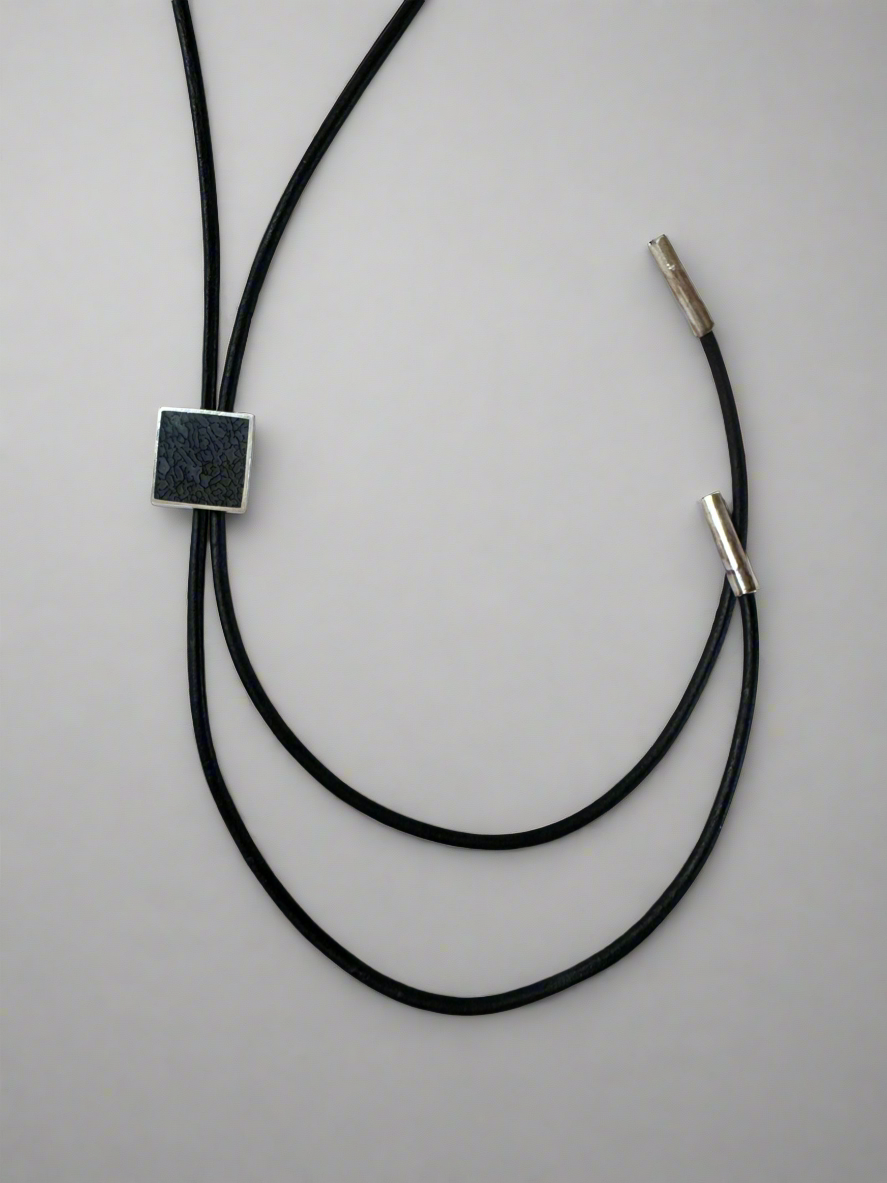 Petite Bolo Tie | Silver | Blue Dino Bone