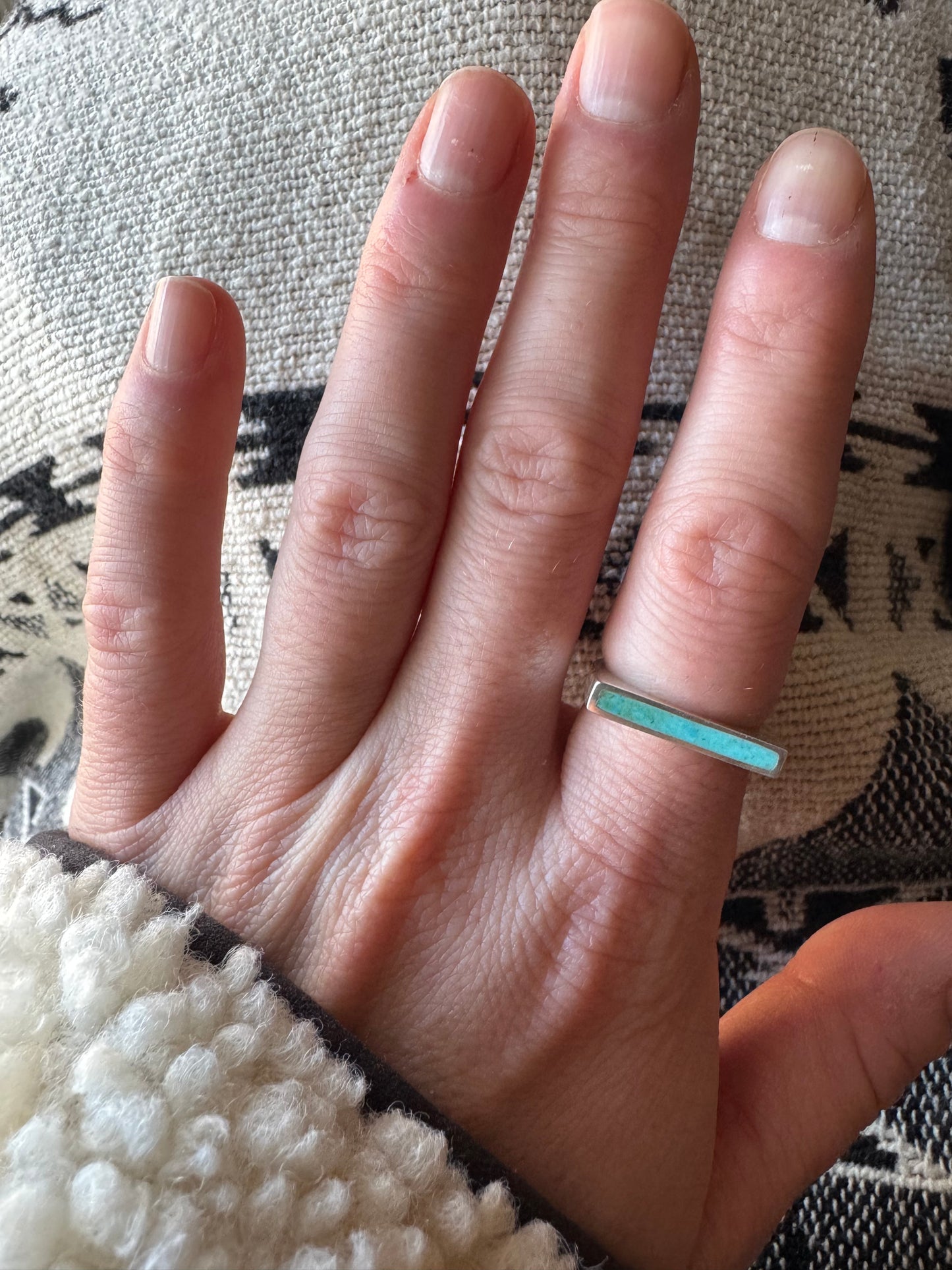 Narrow Signet Ring | Silver | Kingman Turquoise | Size 7