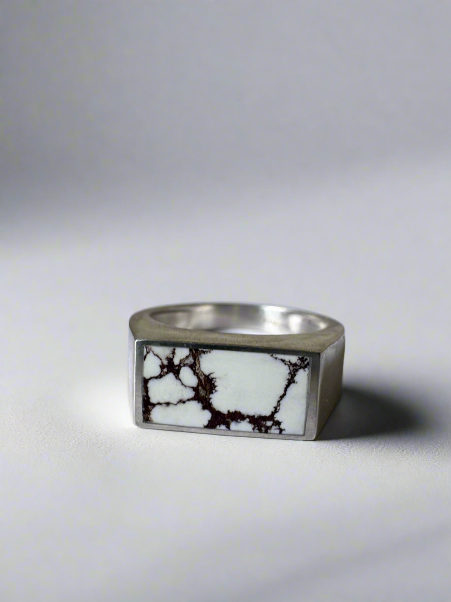 Wide Signet Ring | Silver | Wildhorse Magnesite | Size 10