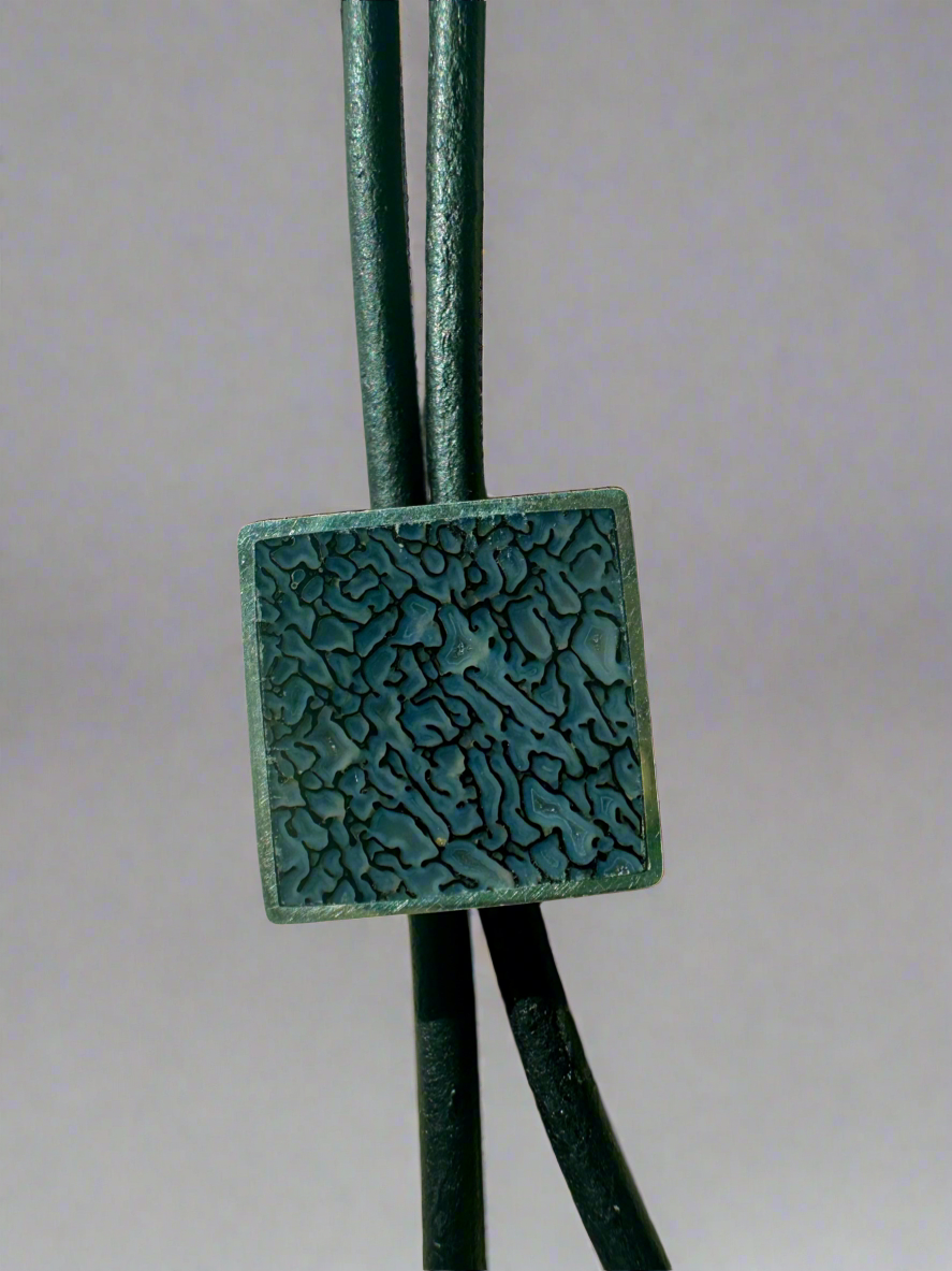 Petite Bolo Tie | Silver | Blue Dino Bone
