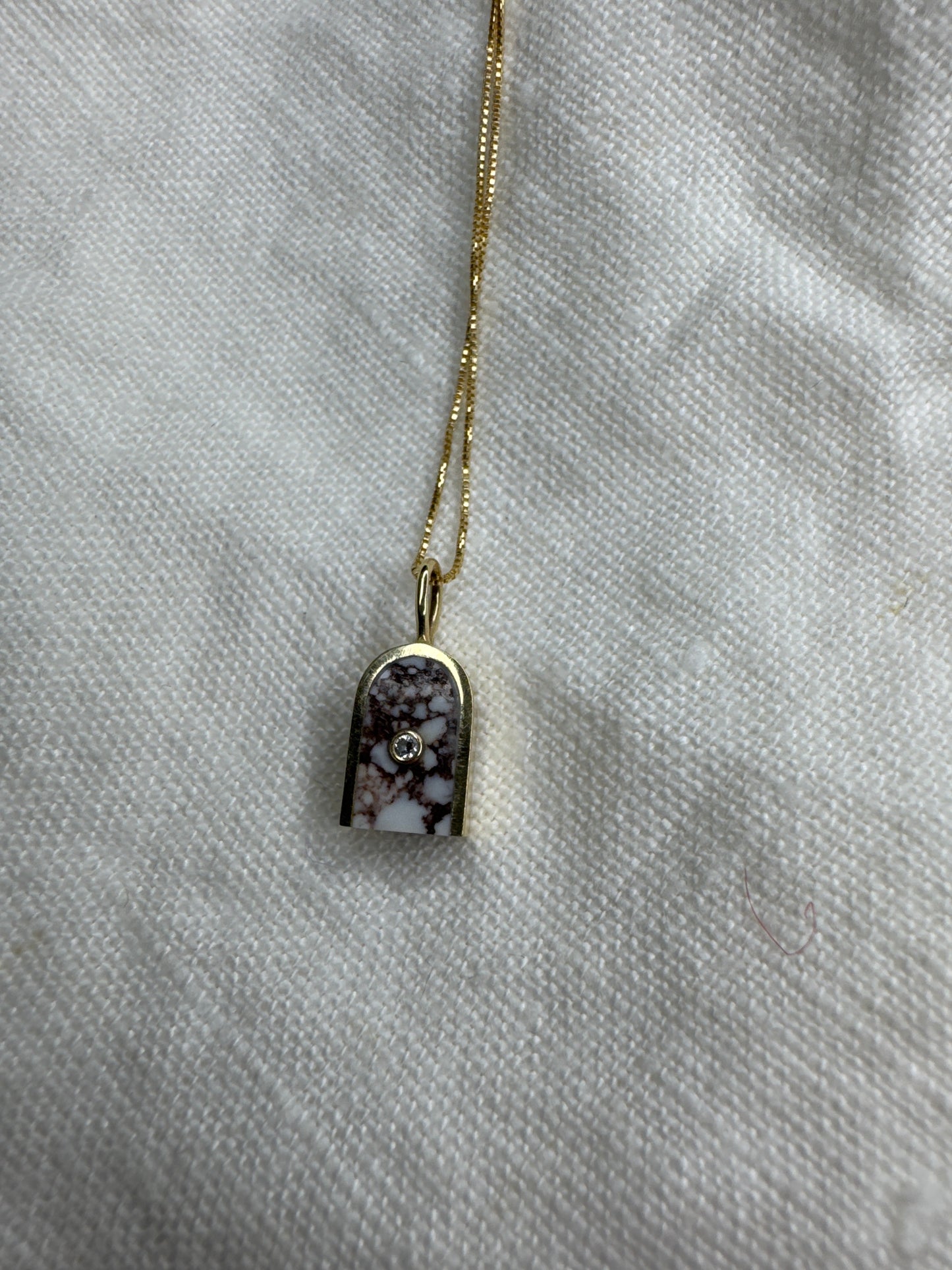 Arc Necklace | 10k gold Wildhorse Magnesite & Diamond