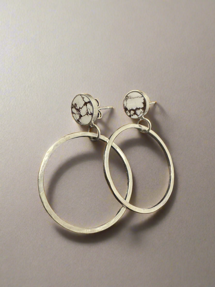 Eclipse Studded Hoops | Silver | Wildhorse Magnesite
