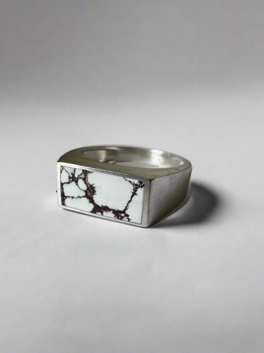 Wide Signet Ring | Silver | Wildhorse Magnesite | Size 10