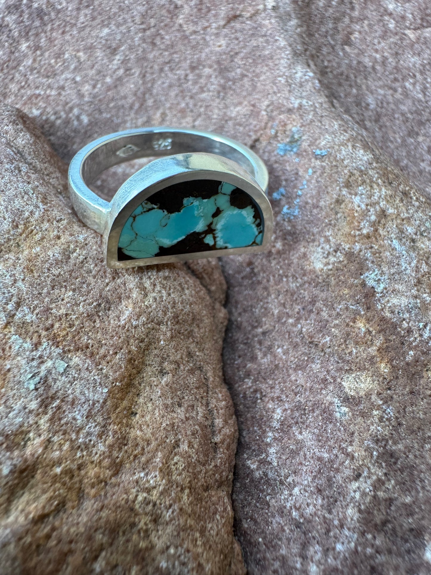 Arc Ring | Silver | Number 8 Turquoise