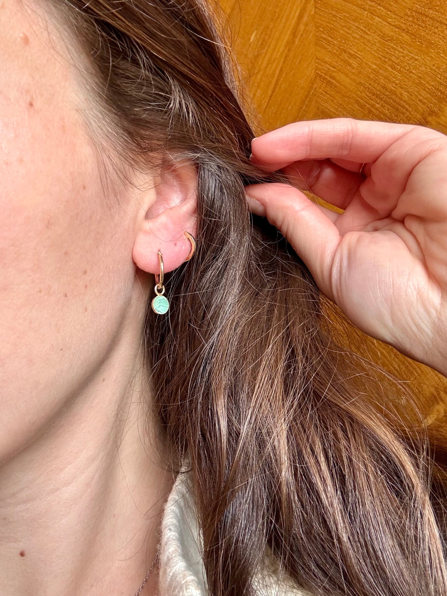 Mini Eclipse Hoops | 10k Gold | Lucin Variscite