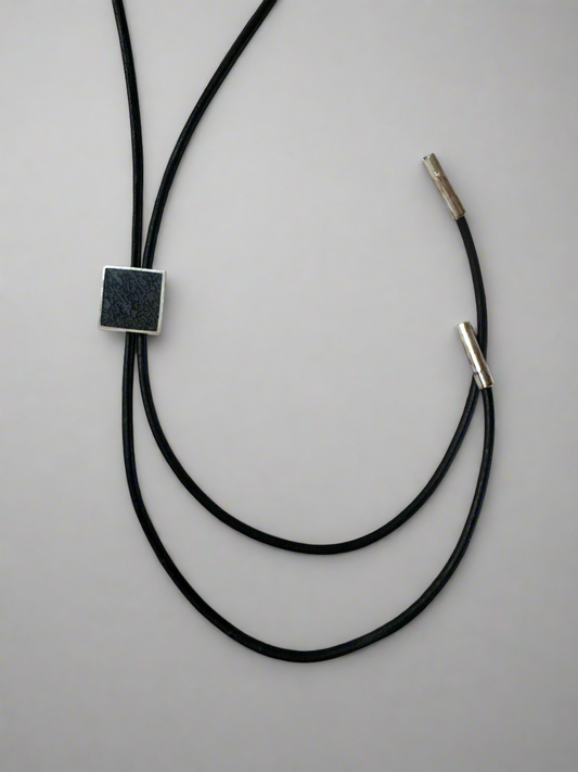 Petite Bolo Tie | Silver | Blue Dino Bone