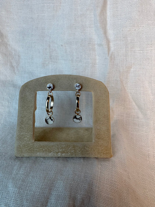 10k gold Wildhorse Magnesite & Diamond Hoops