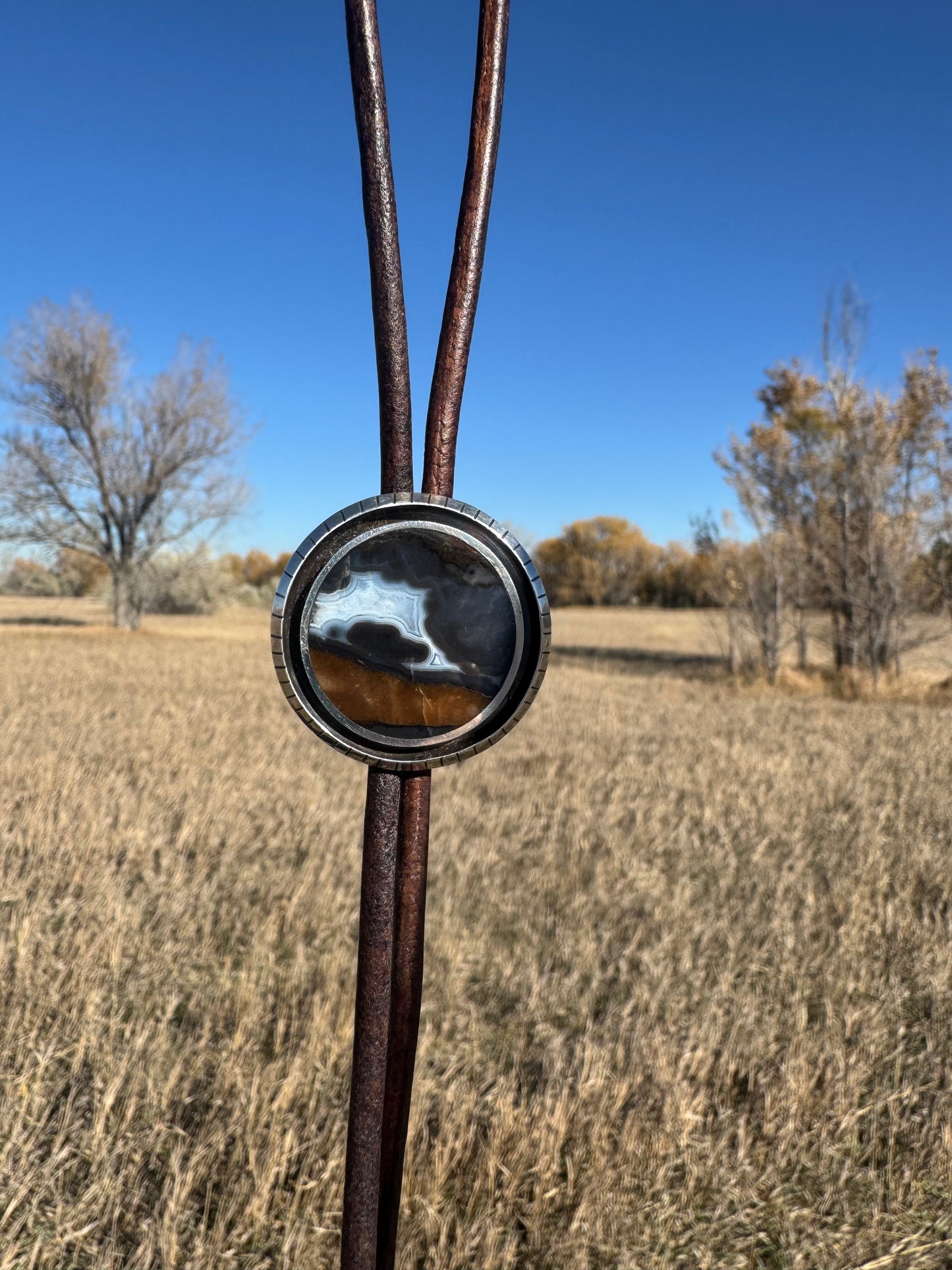 Bolo Tie | Silver | Agate