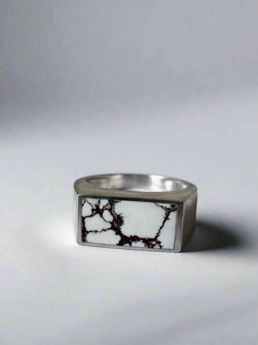 Wide Signet Ring | Silver | Wildhorse Magnesite | Size 10