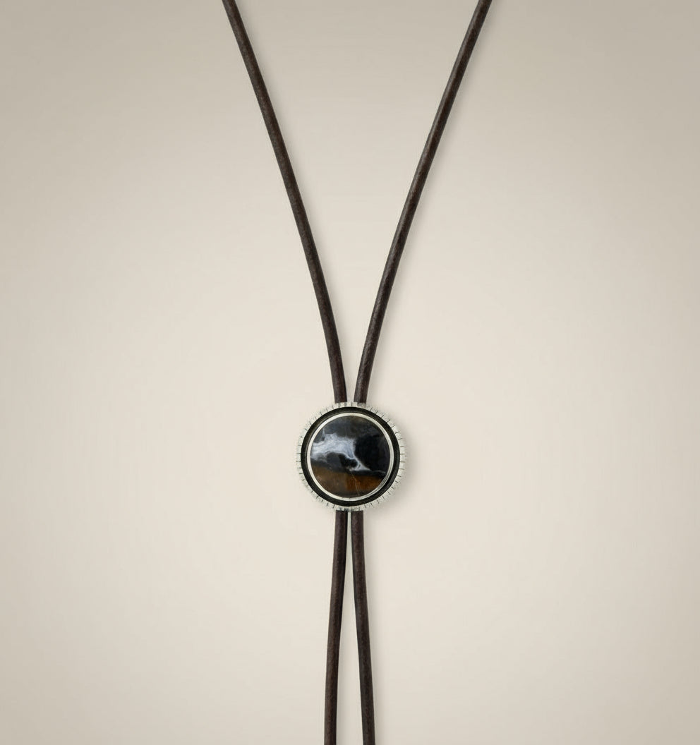 Bolo Tie | Silver | Agate