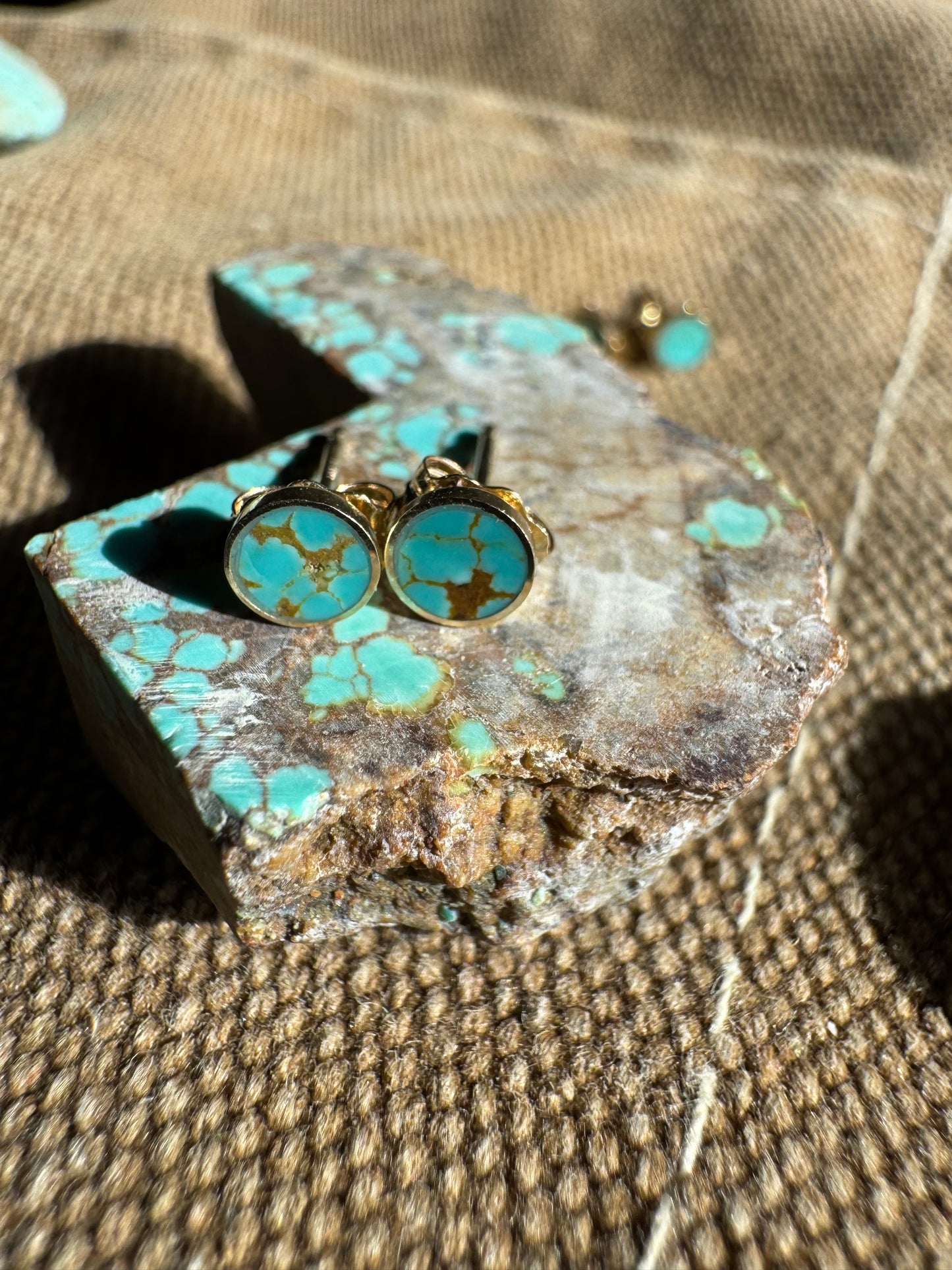 Eclipse Mini Studs | 10k Gold |Turquoise