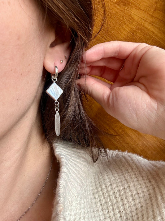 Leaning Mesa Earrings | Silver | Mother of Pearl