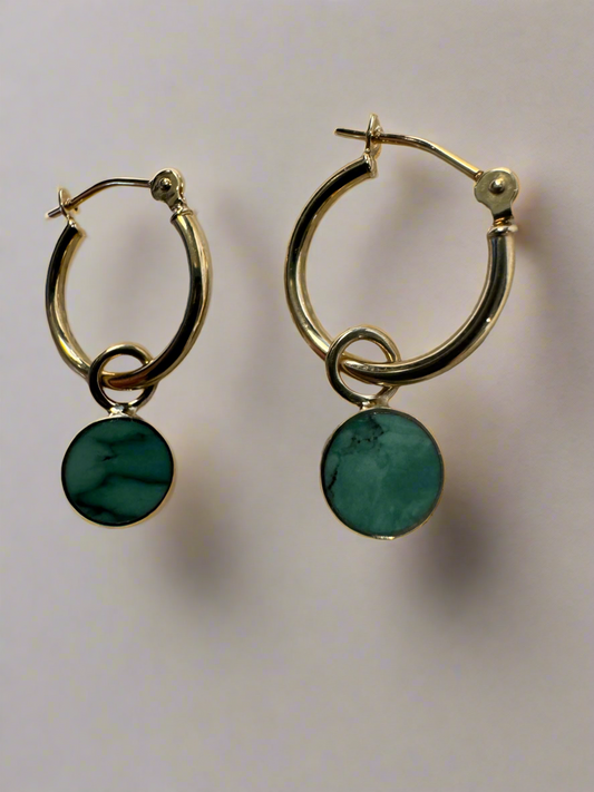 Mini Eclipse Hoops | 10k Gold | Lucin Variscite