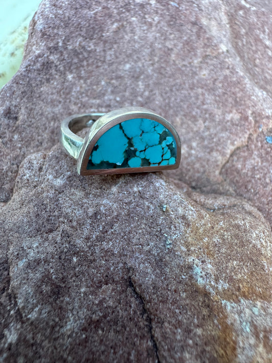 Arc Ring | Silver | Number 8 Turquoise