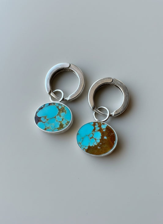 Caldera Hoops | Silver | Number 8 Turquoise