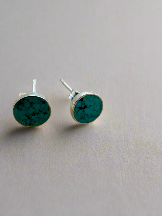 Eclipse Studs | Silver | Number 8 Turquoise