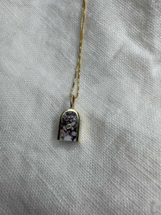 Arc Necklace | 10k gold Wildhorse Magnesite & Diamond