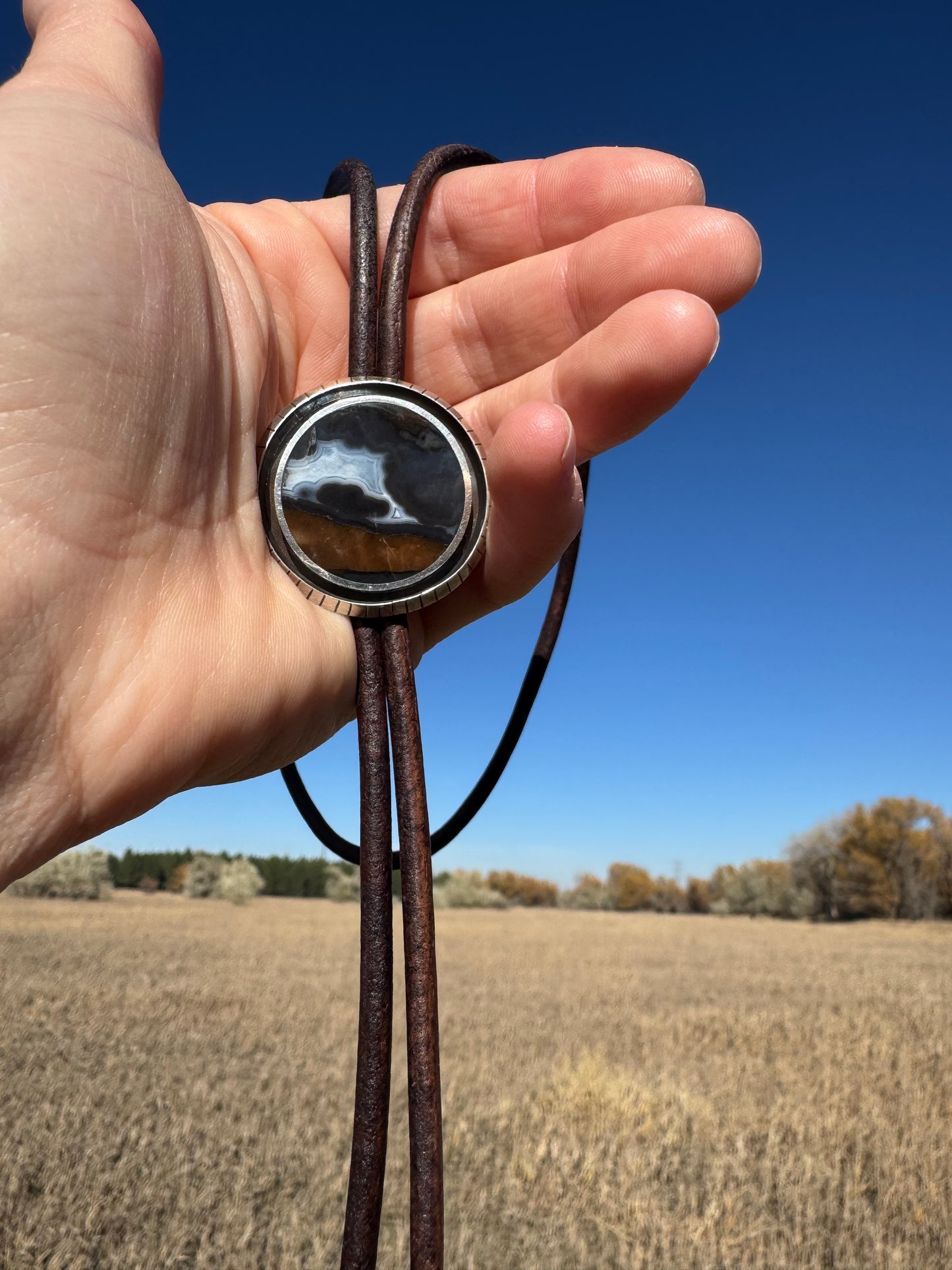 Bolo Tie | Silver | Agate