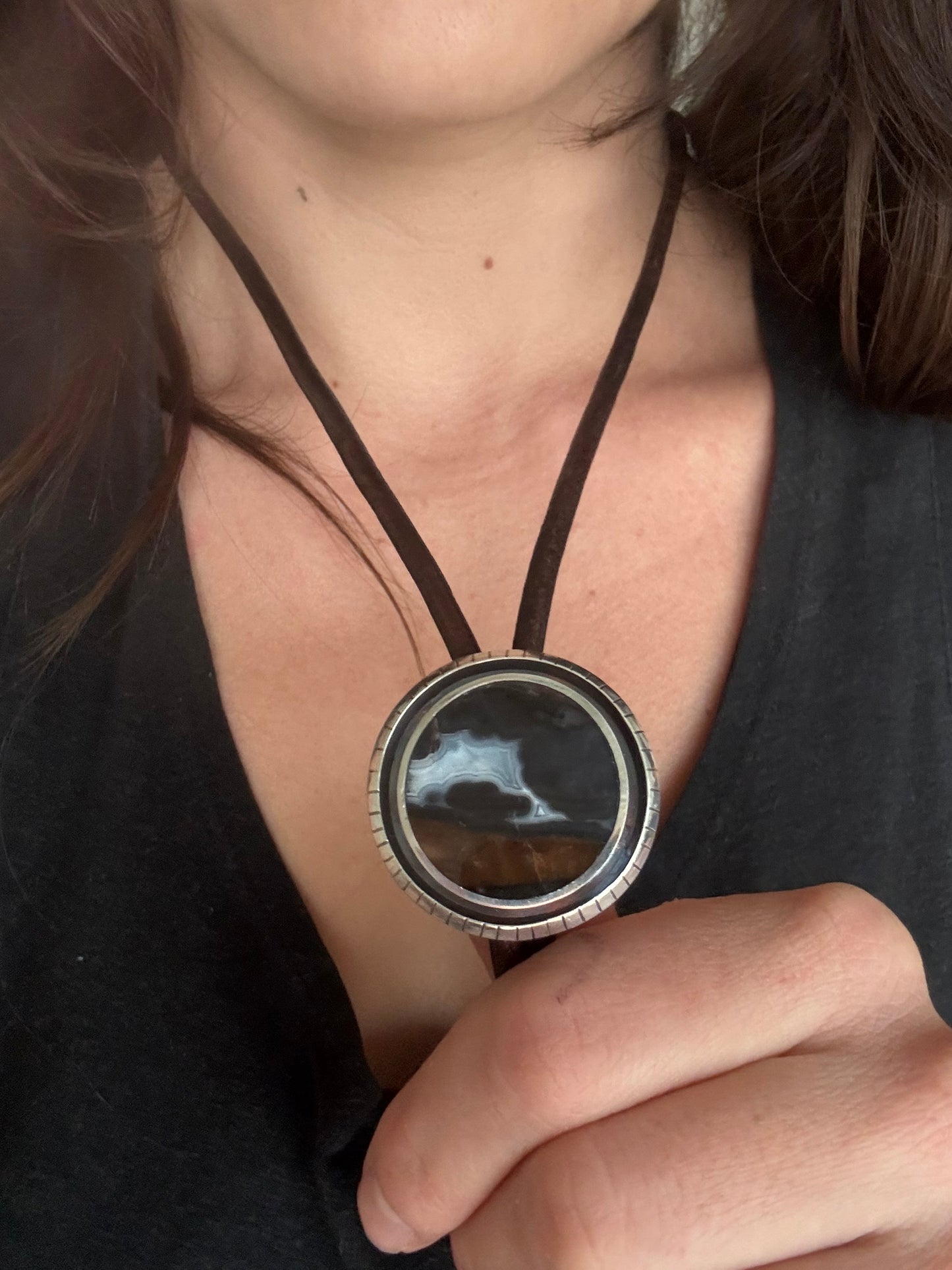 Bolo Tie | Silver | Agate