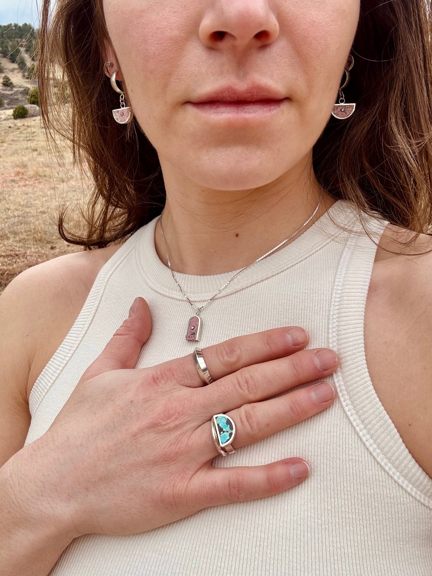 Arc Ring | Silver | Number 8 Turquoise