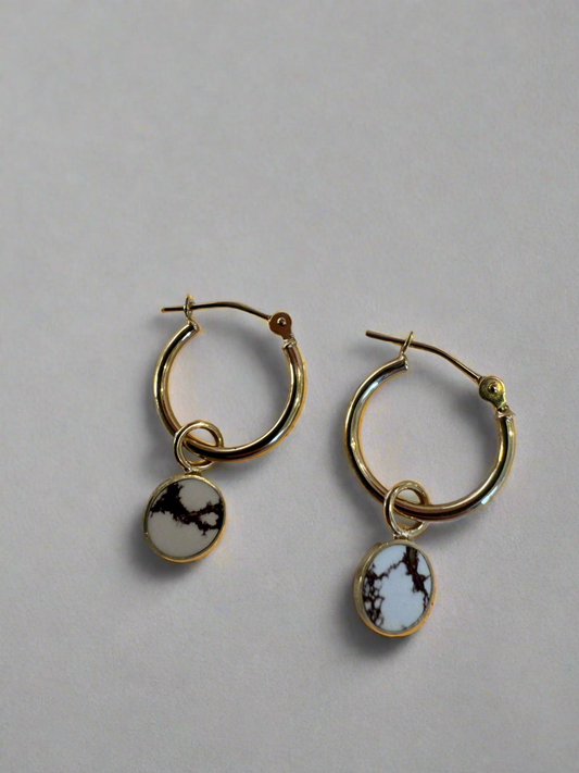 Mini Eclipse Hoops | 10k Gold | Wildhorse Magnesite