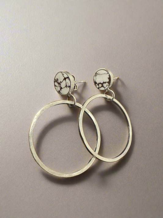 Eclipse Studded Hoops | Silver | Wildhorse Magnesite