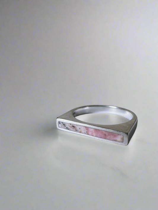 Narrow Signet Ring | Silver | Rhodonite | Size 8