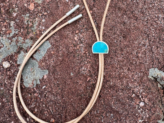 Petite Bolo Tie | Silver | Kingman Turquoise